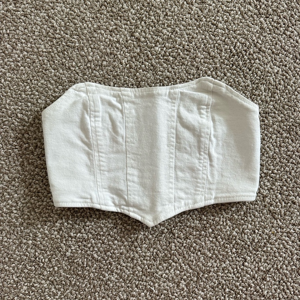 Adika White Denim Bustier Corset top - Strapless